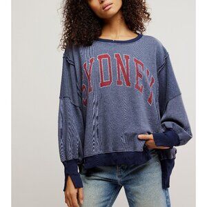 Free People Navy and Burgundy Sydney Sweatshirt